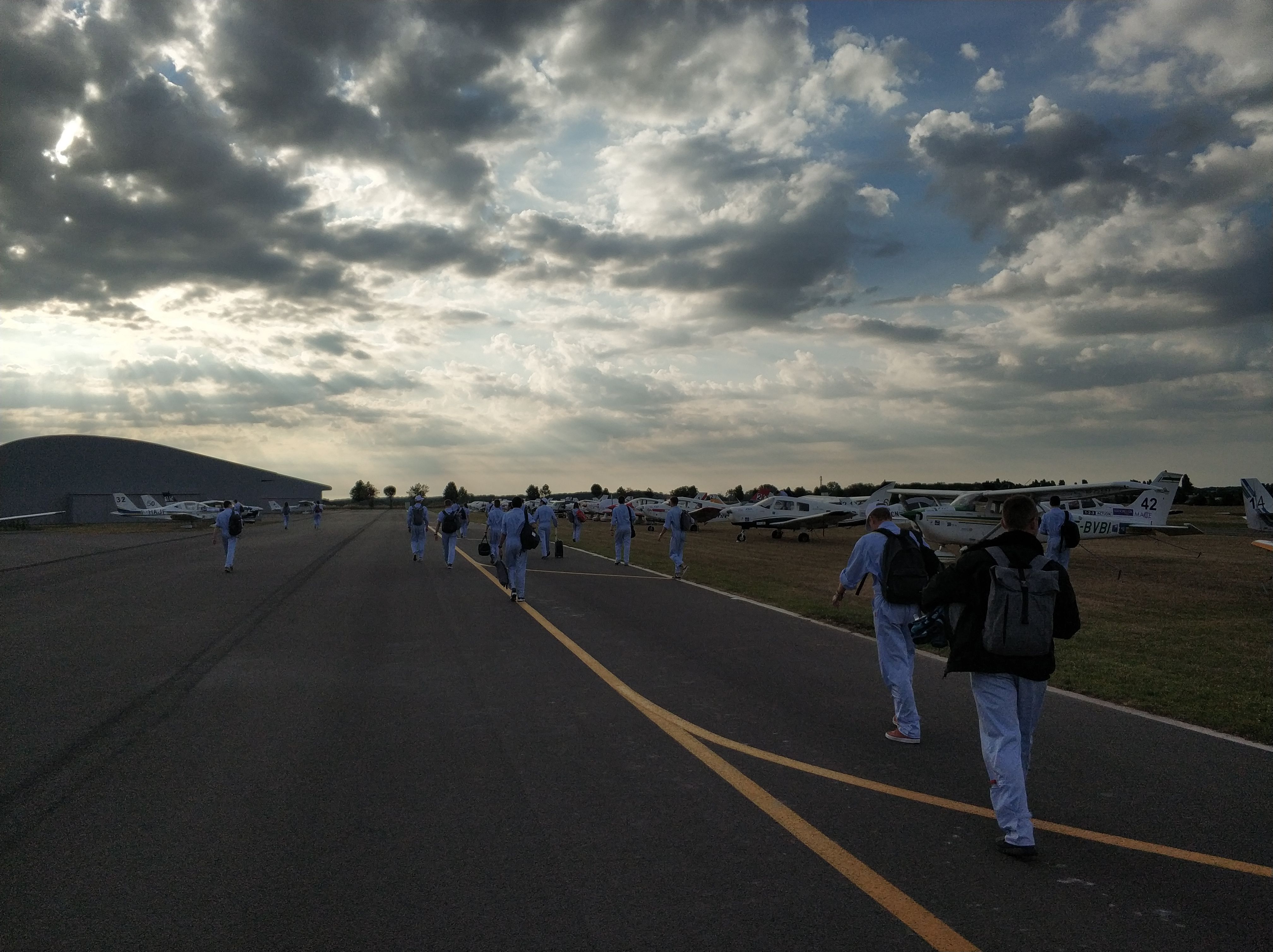 The 'tourists' heading towards the planes.