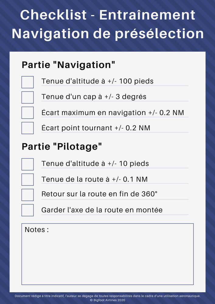 Checklist d'entraînement